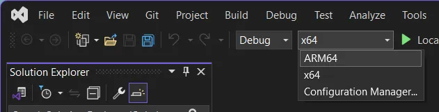 Visual Studio ARM64 target